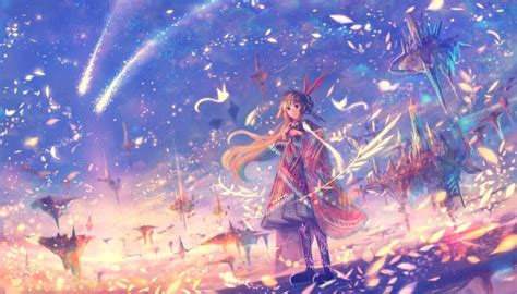 Wallpaper Anime Girl Fantasy World Petals Floating