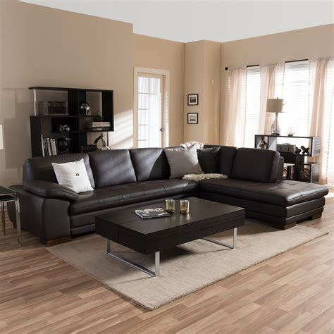 Shop Diana Dark Brown Leather Sectional Sofa Set Free Shipping Today