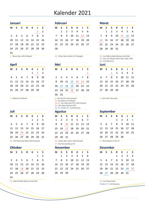 Kalender Arab Tahun 2021 Maanasthan