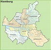 Administrative divisions map of Hamburg