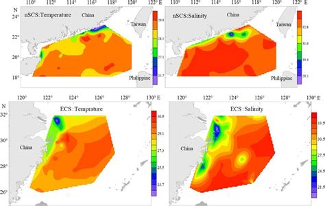 Surface Sea Temperature And Salinity In The Northern Scs And East China