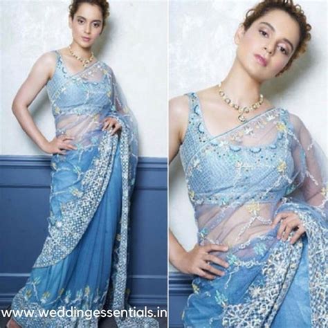 Kangana Ranaut Dressed Up In A Beautiful Turquoise Blue Thread Work