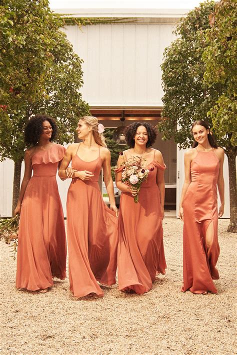 Amber Satin Chiffon Bridesmaid Dresses Orange Bridesmaid Dresses