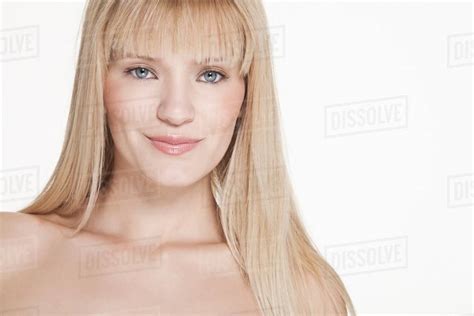 Close Up Of Nude Womans Smiling Face Stock Photo Dissolve