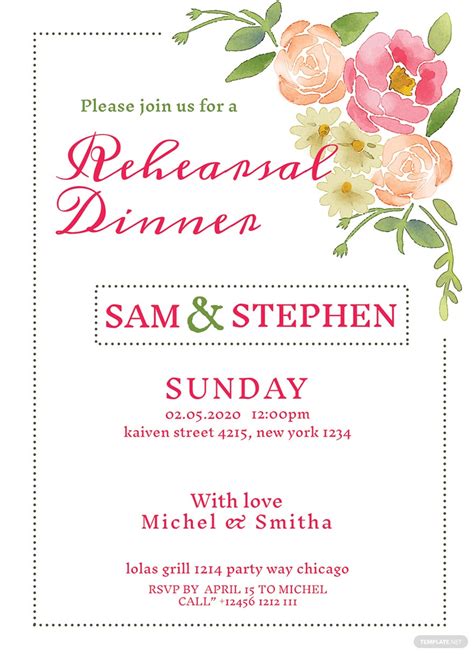 Formal Dinner Invitation Template Word Polito Weddings