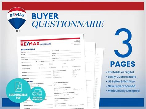 Remax Home Buyer Questionnaire Remax Buyer Questionnaire Etsy Client