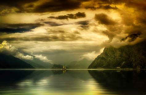 Wallpaper 2048x1346 Px Calm Clouds Lake Landscape Mountains