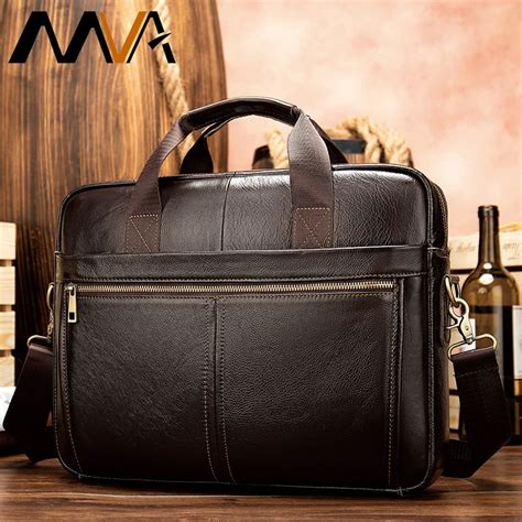 Mva Men S Briefcase Genuine Leather Messenger Bag Men Leather Business