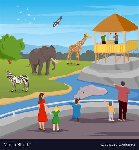 Zoo Flat Cartoon Composition Royalty Free Vector Image