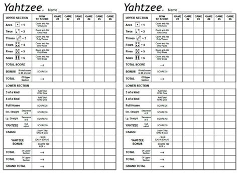 Free Printable Yahtzee Sheets Yahtzee Score Sheets Yahtzee Yahtzee