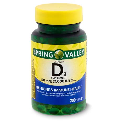 Spring Valley Vitamin D3 Supplement 50 Mcg 2000 Iu 200 Count