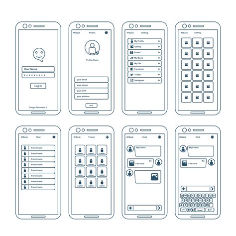 App Wireframe Vector Art Icons And Graphics For Free Download