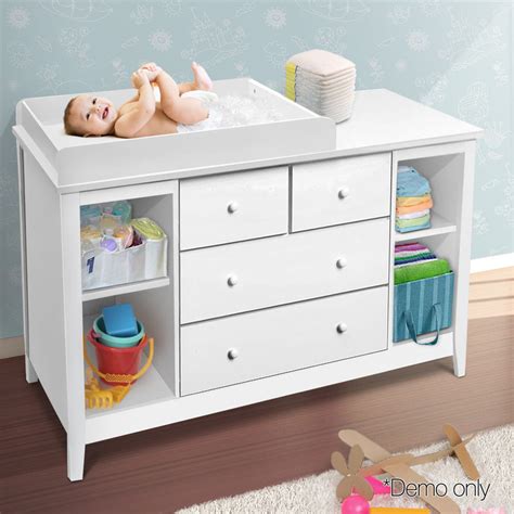 Baby Change Table Station with 4 Drawers in White   Buy  