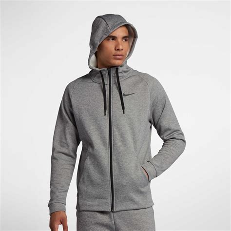 nike therma dri fit full zip hoodie in dark grey heather black gray for men save 52 lyst