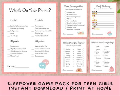 Free Printable Whats In Your Sleepover Bag Slumber Party Game For Pin On Gaming Ally Yates