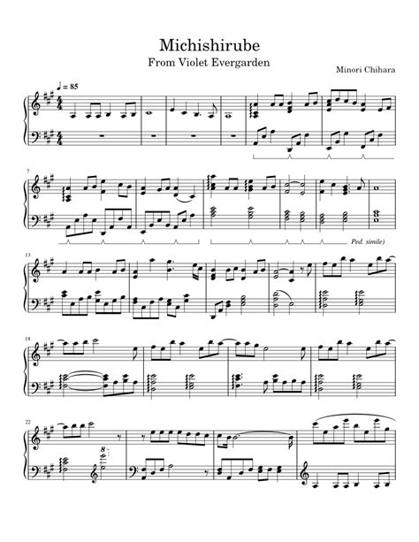 Michishirube Minori Chihara Sheet Music For Piano Solo