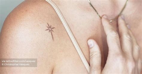 Minimalist North Star Tattoo On The Shoulder