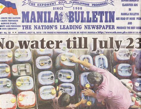 The manila times is one of the leading national broadsheets in the philippines. GLOBAL WARMING AWARENESS: Water shortage headlines ...