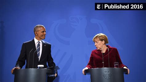 obama with angela merkel in berlin assails spread of fake news the new york times