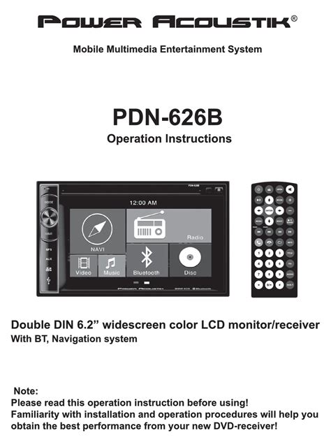 Power Acoustik Pdn 626b Operation Instructions Manual Pdf Download