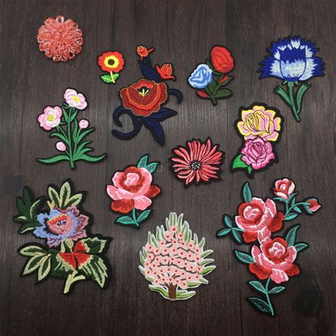 11 pcs set flowers embroidered patch applique vintage fashion flowers embroidered fabric clothes