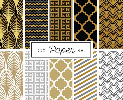 Art Deco Digital Paper Gatsby Jazz 20s Patterns By Diypaperco