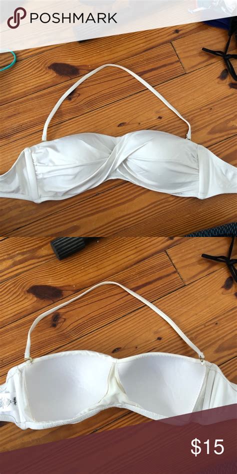 Super Cute Twisted White Bandeau Bikini Top White Bandeau Bikini