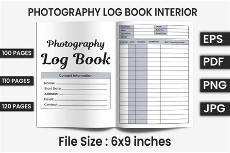 Photography Log Book Kdp Interior Graphic By Kdp Star · Creative Fabrica