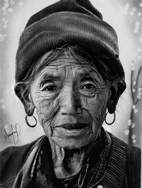 Old Woman Realistic Drawings By Mauriciofortunato Portrait Drawing