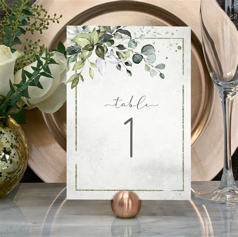 Printable Table Numbers Greenery Table Numbers 5x7 4x6 Etsy Uk