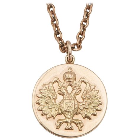 Russian Gold Romanov Eagle Pendant With Original Schaffer Collection