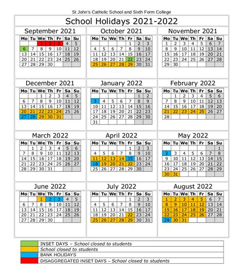 School Holidays 2021 2022 St Johns