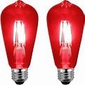 Sleeklighting LED 4Watt ST64 Red Light Bulbs Dimmable UL Listed, E26 ...