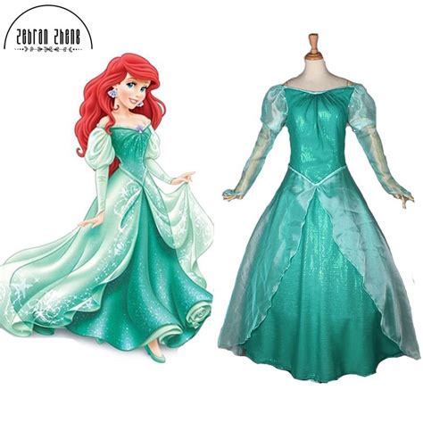 New Style The Little Mermaid Ariel Green Dress Princess Cosplay Costume