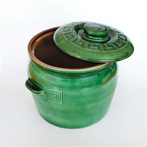 Large Glazed Clay Cooking Pot Green Terracotta Cookware