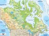 Large physical map of Canada with roads and cities | Canada | North ...
