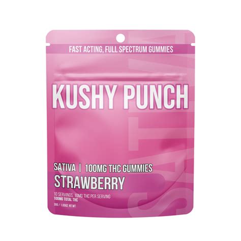 Kushy Punch Strawberry Edible 10 Pack Sativa 100mg Flynnstoned