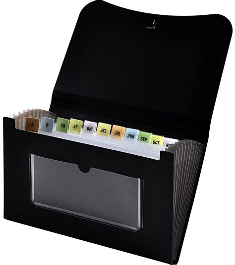 Lion 13 Pocket Mini Expanding File Black 1 File 94300 Bk