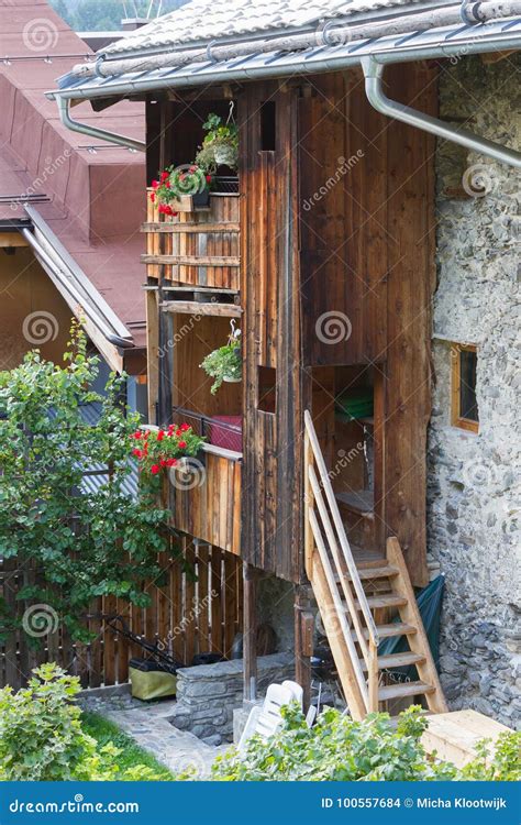 Balcony With Blooming Flowers At Austrian House Stock Photo Image Of