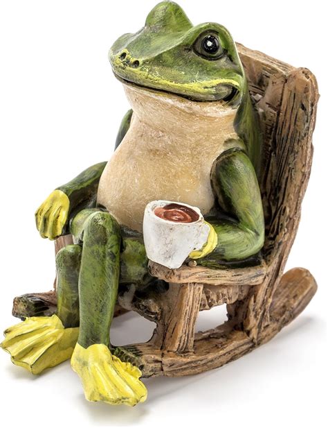 Home And Garden Frogs Sitting On Rock Figurine Fairy Garden Statue