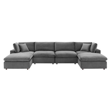 Commix Down Filled Overstuffed Performance Velvet 6 Piece Sectional