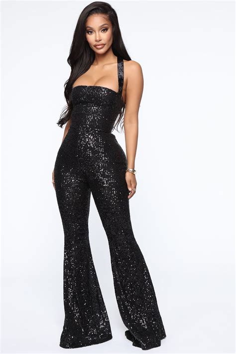 Right On Shine Sequin Jumpsuit Black Fashion Nova Jumpsuits Fashion Nova