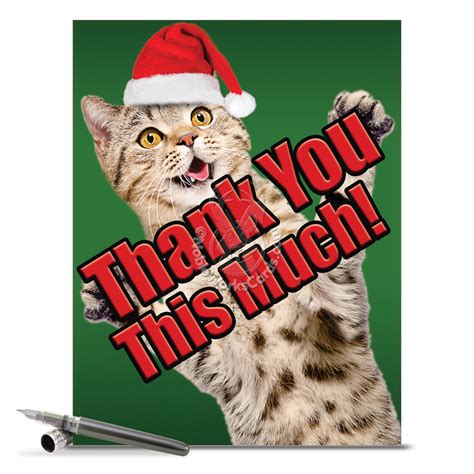 Christmas Cat Big Thanks Nobleworks By Design Christmas Thank You Paper Card Nobleworks