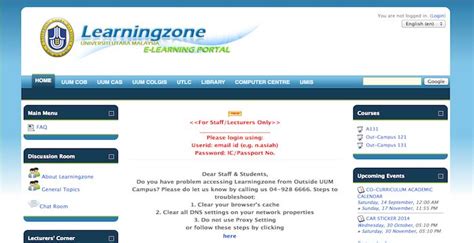 Please do not upload personal or confidential information into the learning content section of the learning zone. Learning Zone UUM Login - UUM.edu.my - Online (With images ...