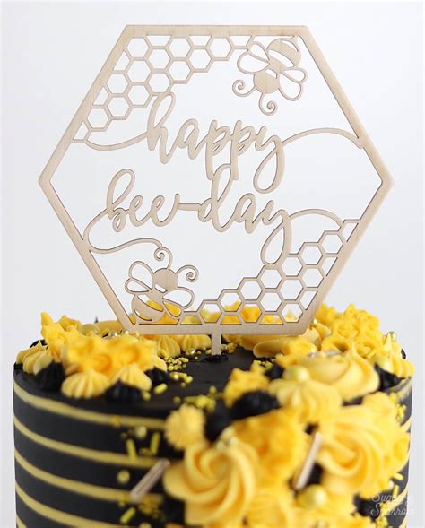 Bee Themed Cake With Thistle And Lace Cake Toppers Sugar And Sparrow
