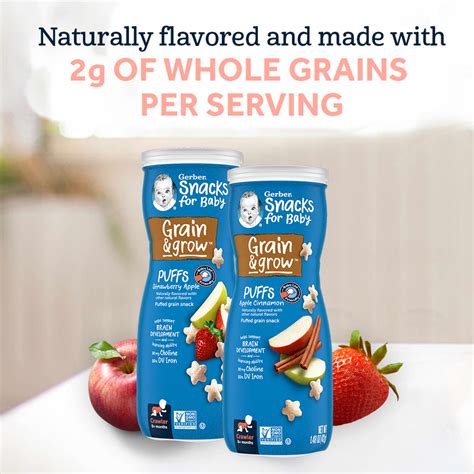 Gerber Puffs To Go Puffed Grain Snack Strawberry Apple 05 Oz Pouch