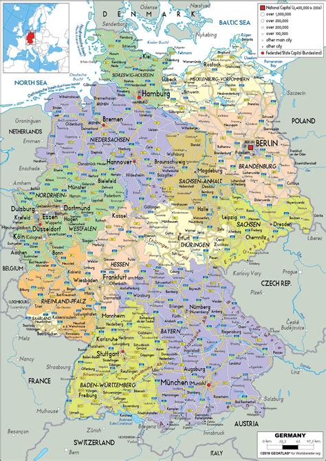 Politieke Kaart Van Duitsland Kaart Van Duitsland En Omliggende