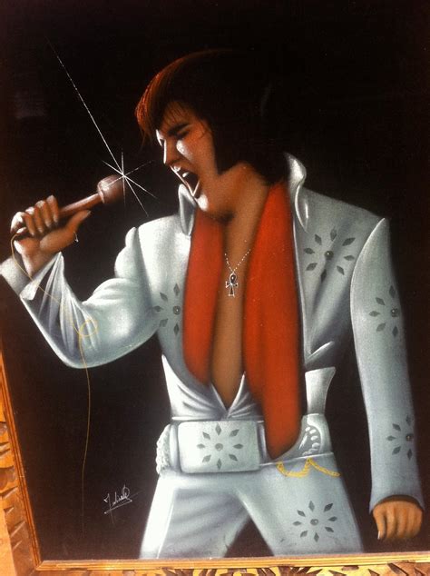 Vintage Rockin Elvis Velvet Painting C 1970s