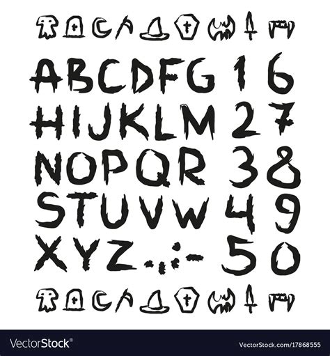 Spooky Hand Drawn Horror Scary Letters Royalty Free Vector