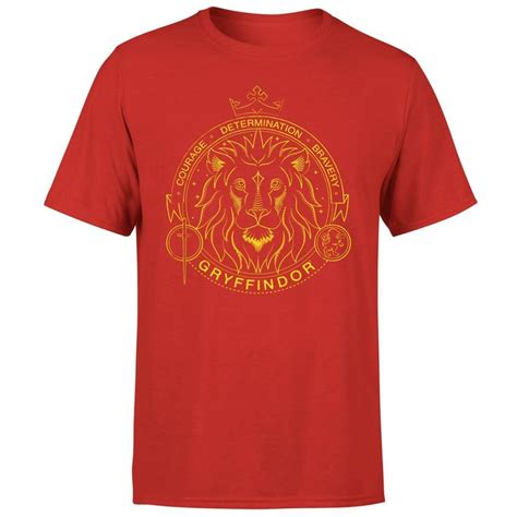 Harry Potter Gryffindor Lion Badge Mens T Shirt Red L Red In